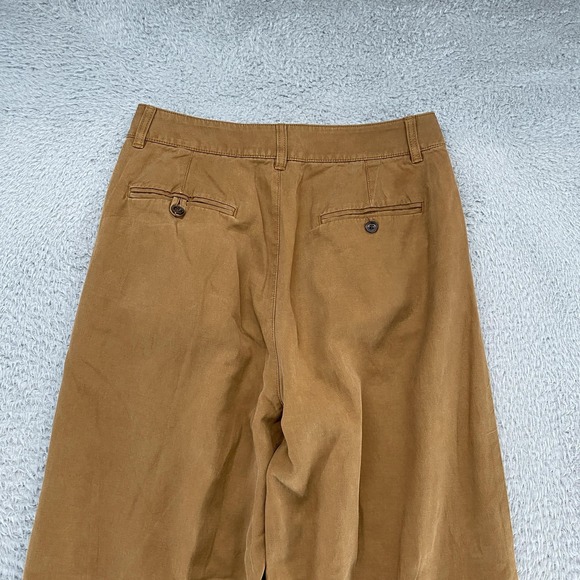 Madewell Trouser Pants Womens 8 Brown Pleated Wide Leg Relaxed Linen Minimalist - Picture 11 of 15